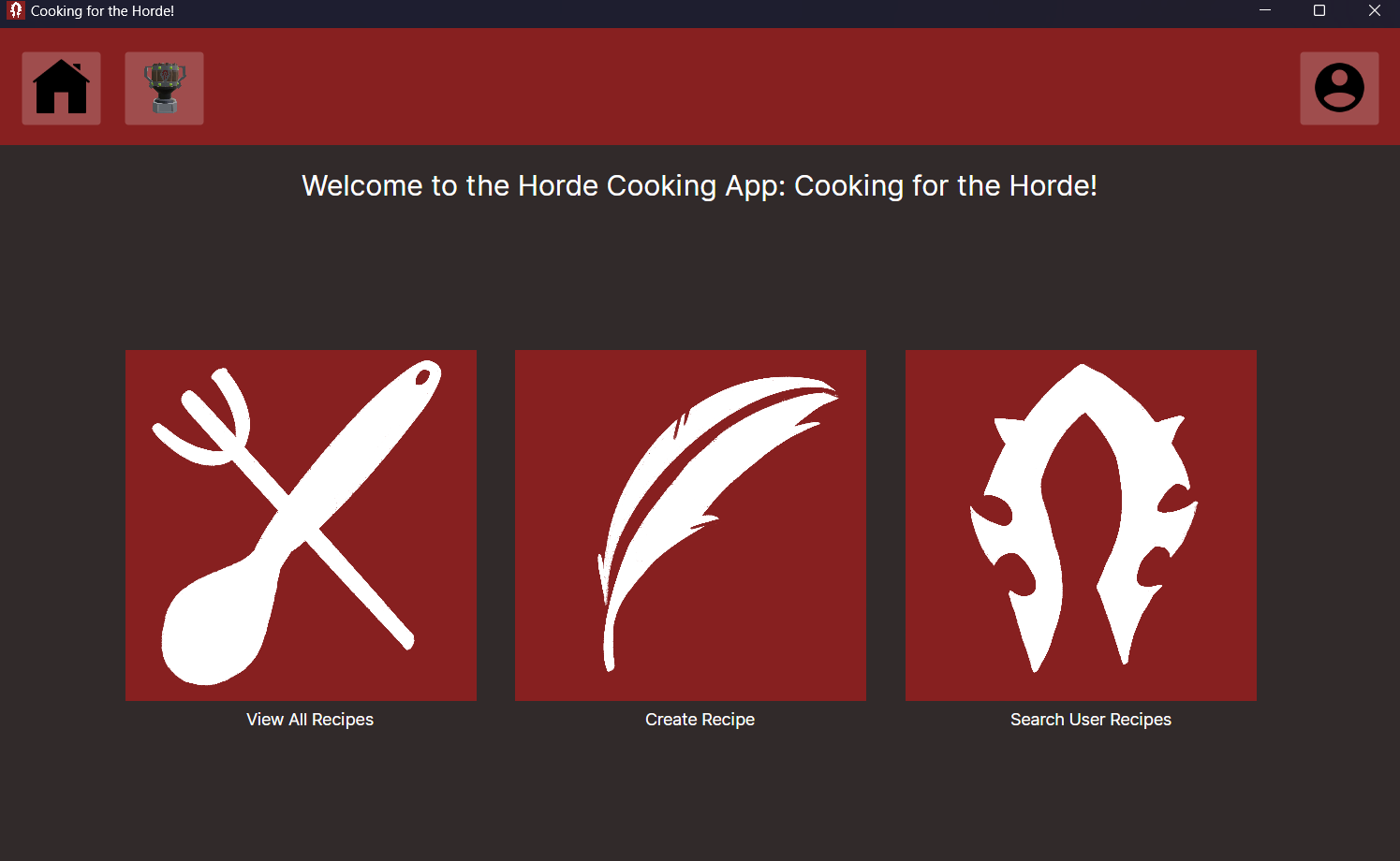 Recipe app home page